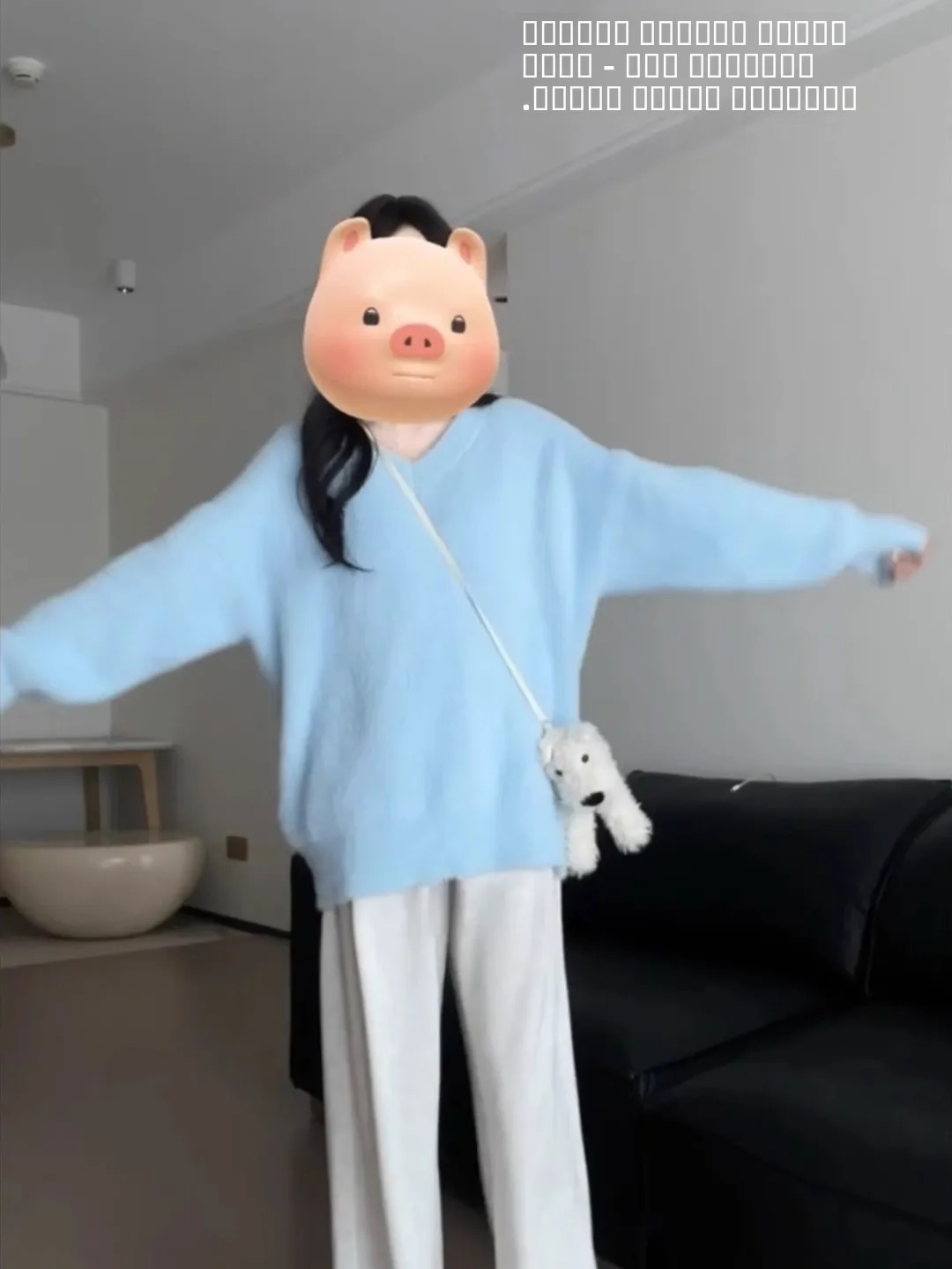 Gemütlicher Thiened Herbst Winter Milchblauer Pelzpullover V-Ne Loose Fit Damenoberbekleidung Lazy Sle Sweet Sle Pure Color