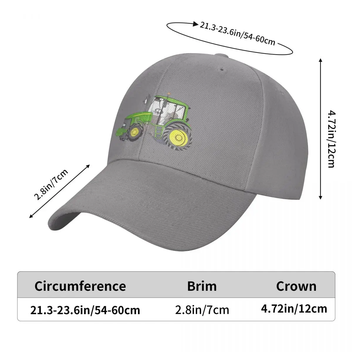 TRACTOR Cap Fashion Casual Baseball Caps Adjustable Hat Unisex Baseball Hats Customizable Polychromatic