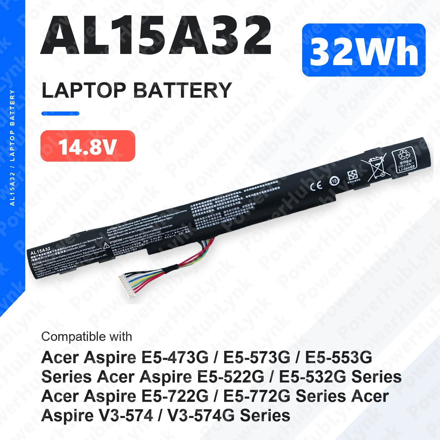 AL15A32 14.8V 32Wh Laptop Battery For Acer Aspire E5-473G E5-573G E5-553G E5-772G V3-574G E5-522G E5-532 E5-722 KT.00403.025