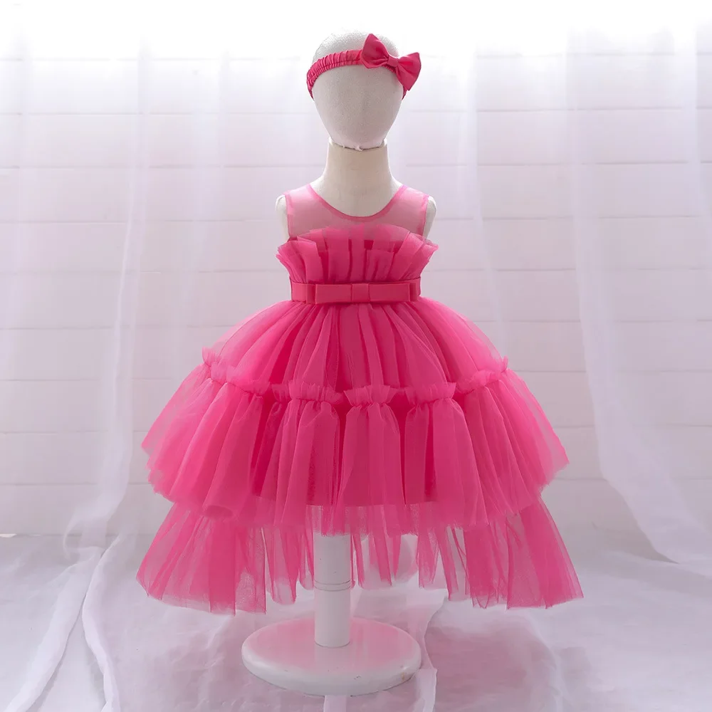 Toddler Trailing Ceremony 1 st Birthday Dress For Baby Girl Clothes Baptism Fluffy Princess Dress Girls Dresses Party Gown 0-2Y