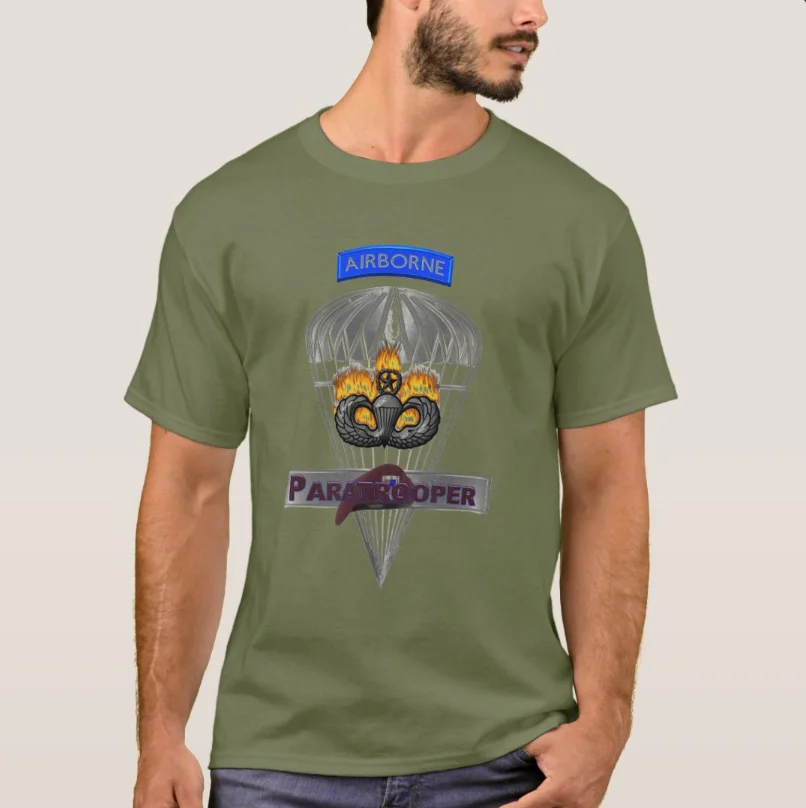 Flaming Airborne Wings Beret Airborne Paratrooper T-Shirt Short Sleeve Casual 100% Cotton O-Neck Summer Mens T-shirt Size S-3XL