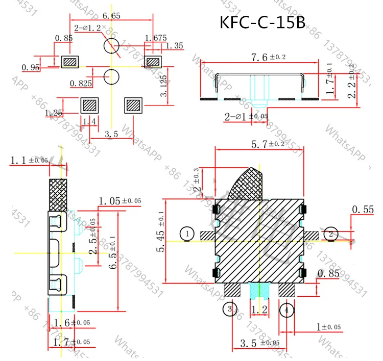 10pcs Two Way Operation Momentary Detector Switch 4 Pin SMD 5.5 x 6.5 x 2mm