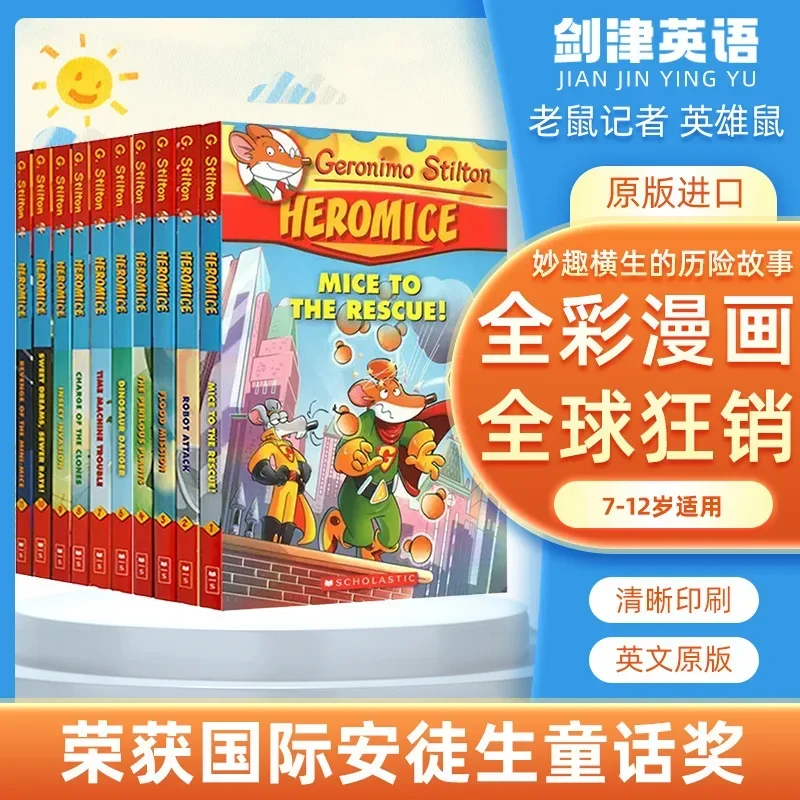 

10 Books Geronimo Stilton Heromice Original Picture Book Children Reading Young-Adult Novel English Comic Story Book