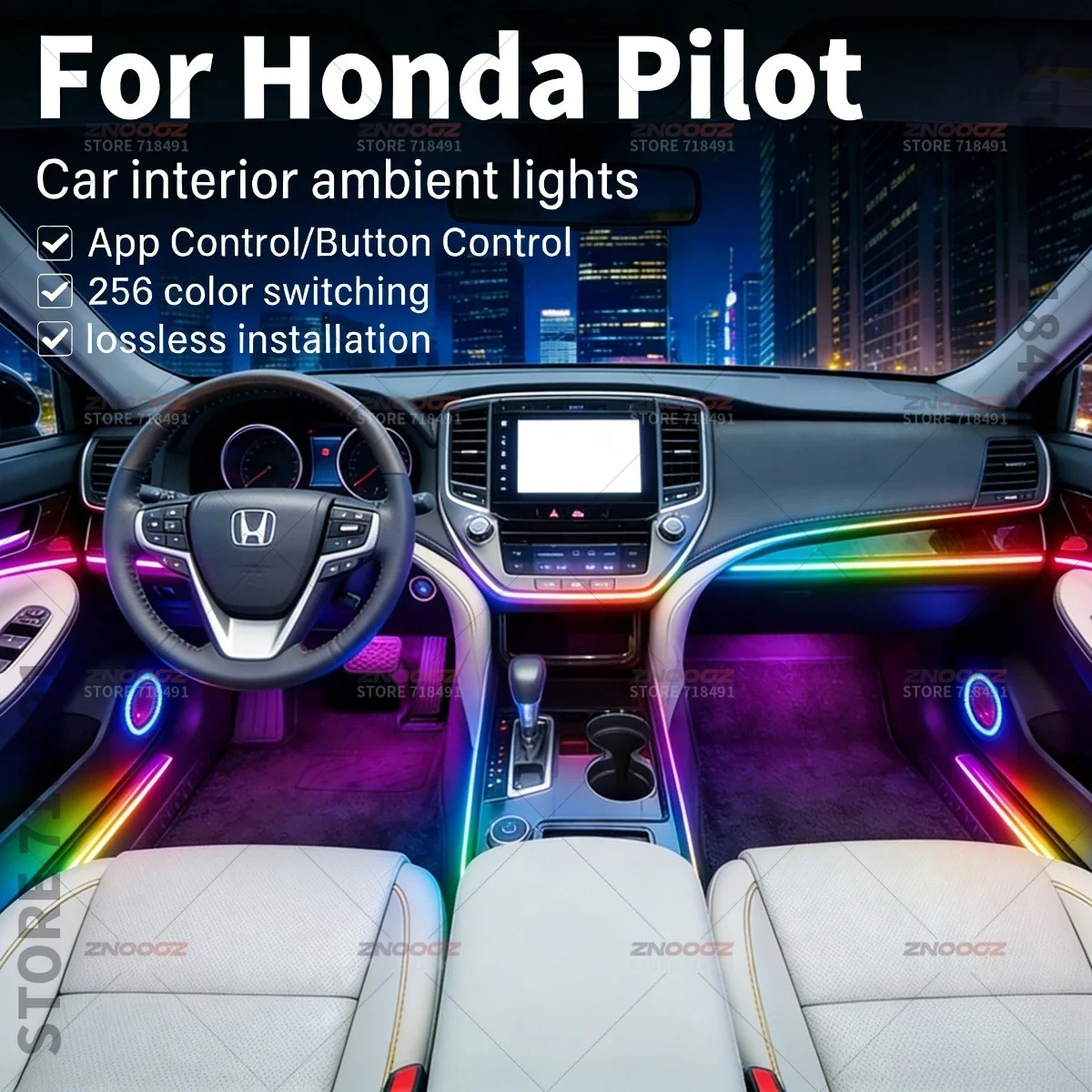22in1 RGB Car Interior Acrylic Car Ambient Lights RGB Hidden Acrylic Strip Decoration Atmosphere Accessories For Honda Pilot