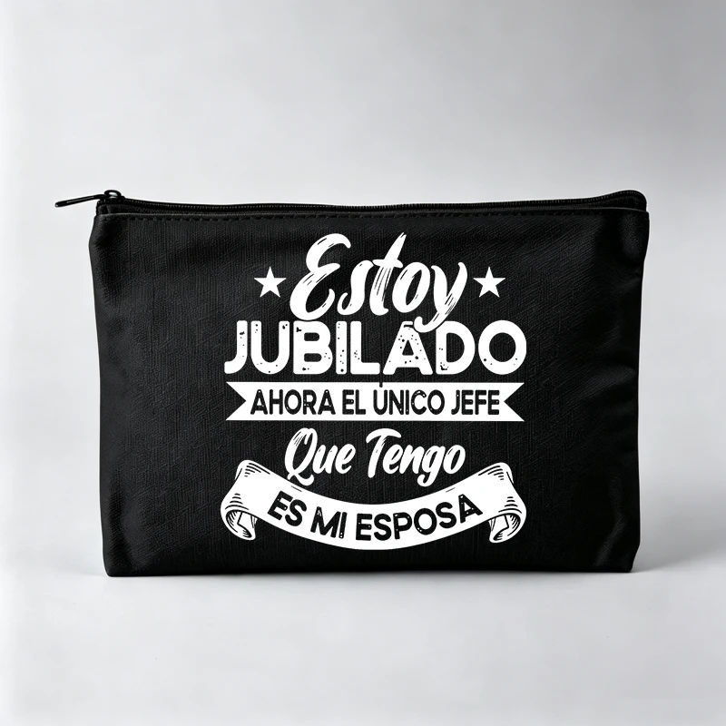 Women's Typography Print Makeup Bag, Zipper Cosmetic Pouch with Slogan Graphic for Casual Use