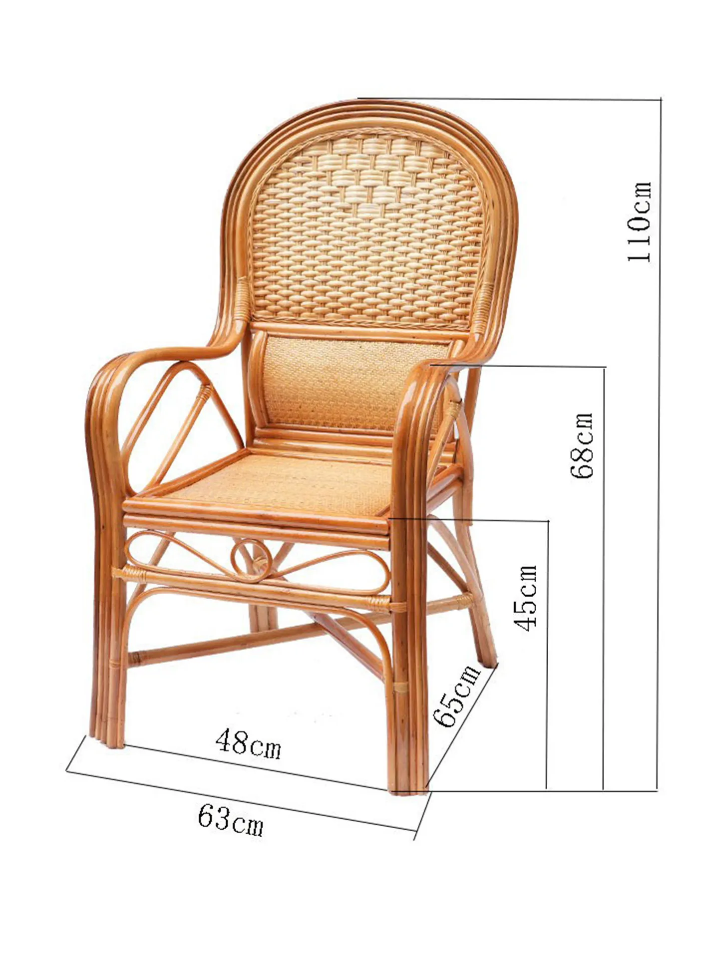 For natural rattan chair, waist back chair is comfortable and sedentary, leisure home Grand Master chair, rattan chair