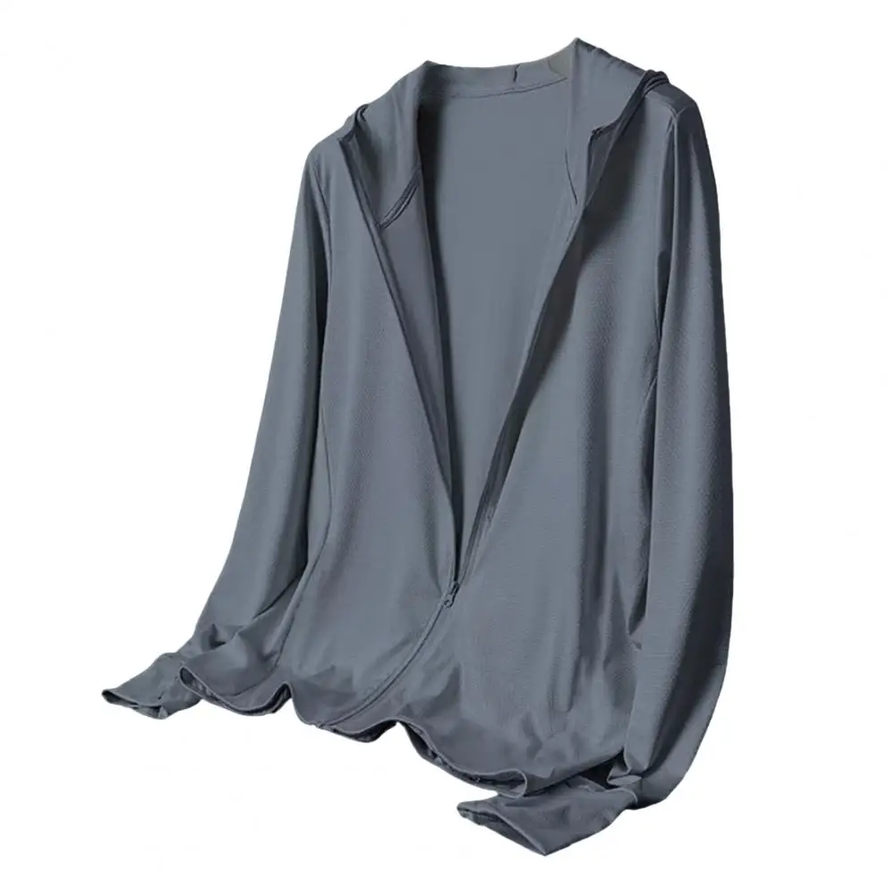 

Men Summer Coat Men's Long Sleeve Ice Silk Fishing Hoodie with Sun Protection Breathable Mesh Outwear for Summer Quick Dry