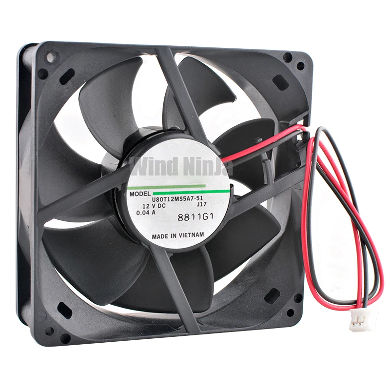 U80T12MS5A7-51 8cm 80mm kipas 80x80x25mm DC12V 0.04A kipas pendingin tenang untuk chassis CPU power supply