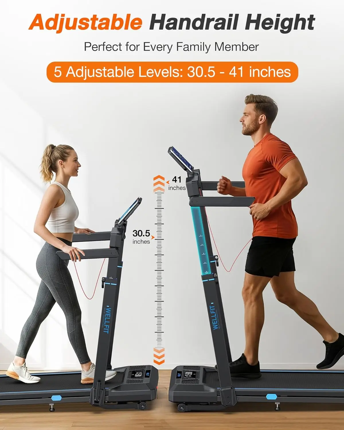 Foldable Treadmill Auto Incline, 400LBS, 3.5HP Quiet 44x17 Belt, Portable Desk Walking Pad Home APP Remote LED, Customized
