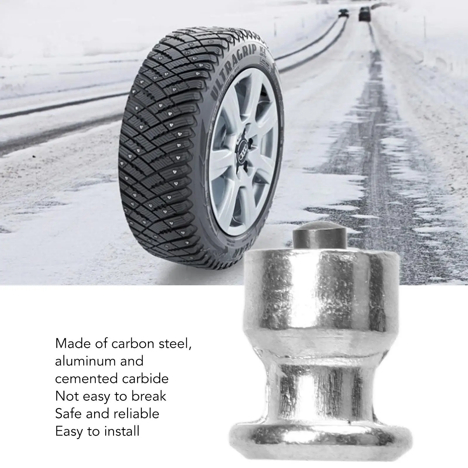 Tire Snow Studs Lightweight Carbon Steel Aluminum Cover Robust Anti Slip Cemented Carbide Core Safe Sliver Tire Screws for