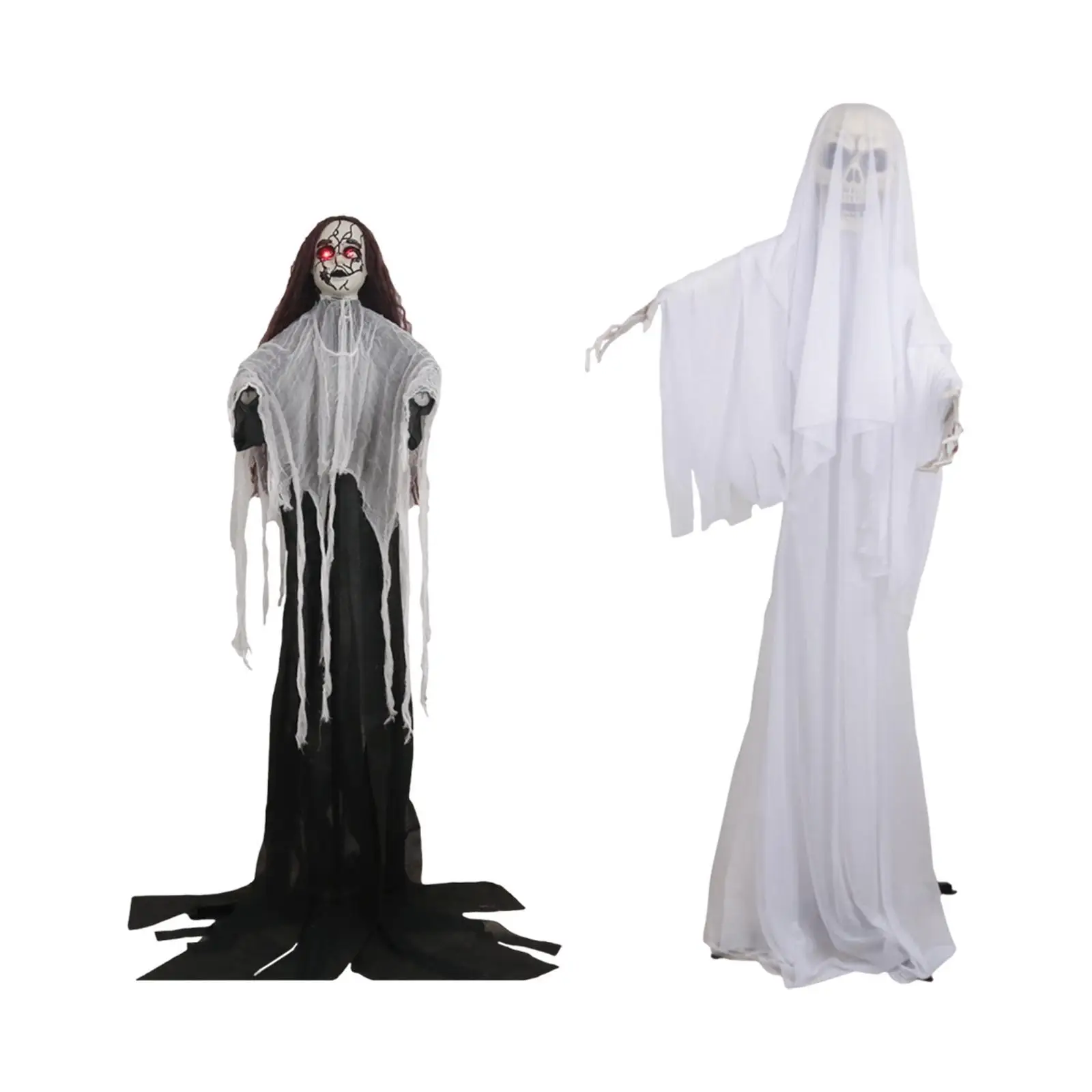 

Skeleton Ghost Halloween Decoration with Lighted Eyes Sound Activated Haunted House Prop for Garden Porch Lawn Cemetery Outside