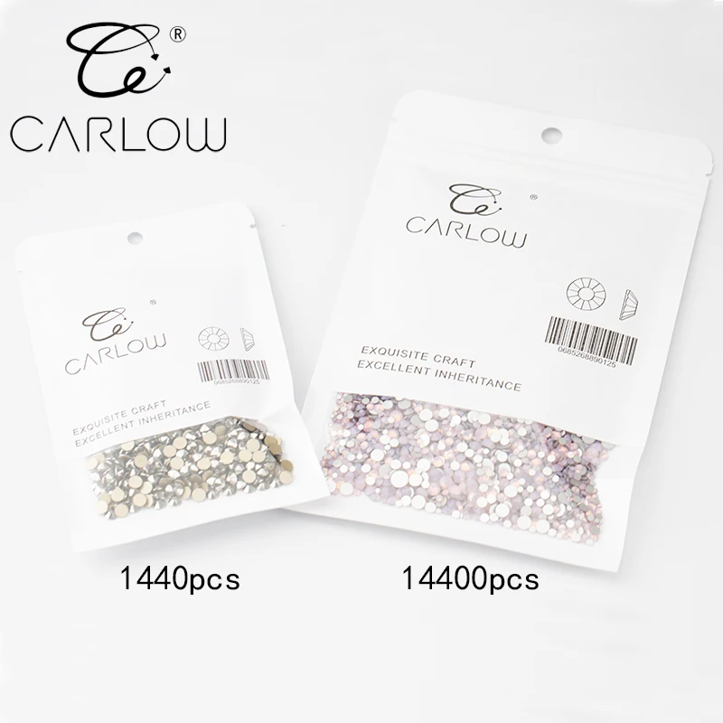 CARLOW Mix SS4-SS20 1440 шт./14400 шт., стеклянные искусственные Кристаллы без горячей фиксации, золотые задние камни для аксессуаров для ногтей