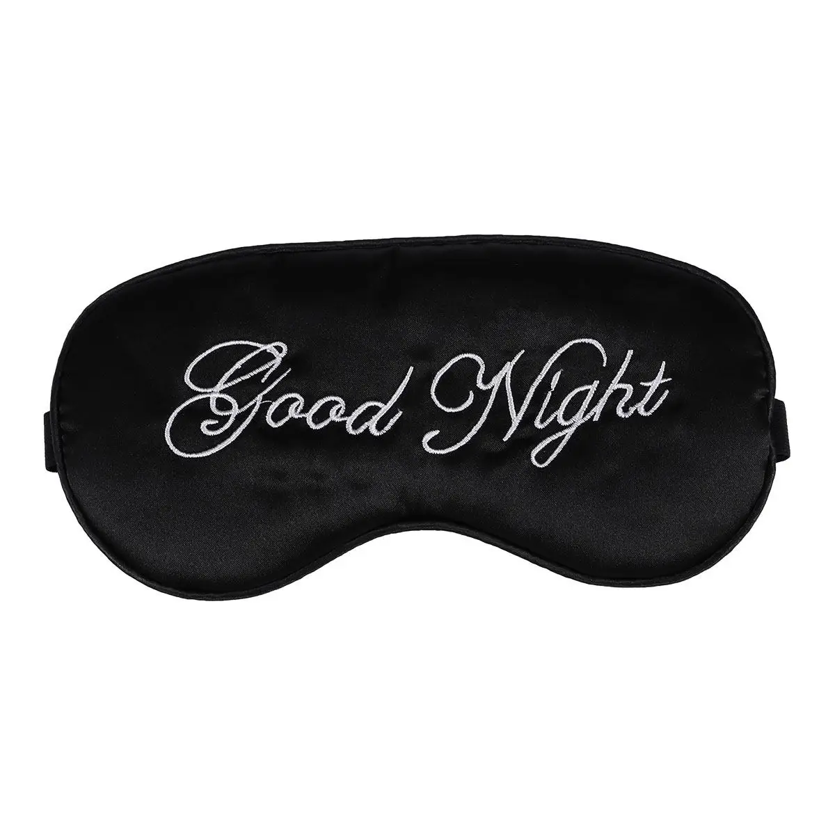 Silk Sleep Eye Mask Black Large Embroidery Adjustable Strap Night Blindfold Soft Comfortable for Men Women Kids Sleep Eye Patch