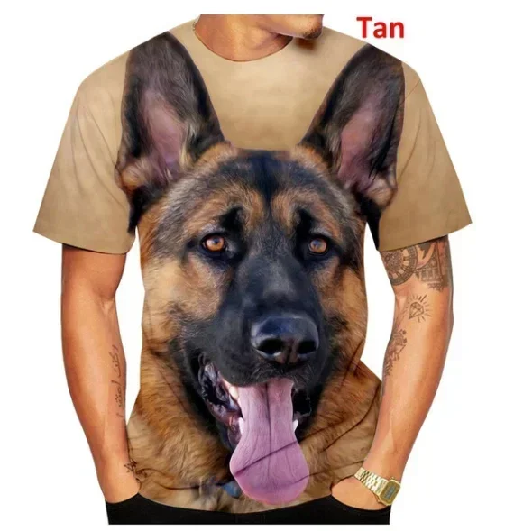 2025 Men Summer New Fashion Unisex Funny 3D Printed Dog Tshirt Cute German Shepherd 3D Customizable Printed T-shirts