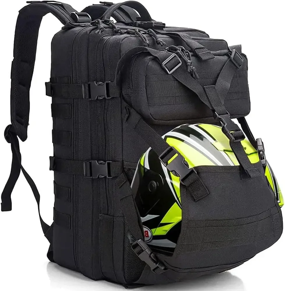 

Gifts for Men: Stylish Motorcycle Riding Backpack with Hard Hat Carrier, Durable Helmet Bag, Motorcycle Accessories