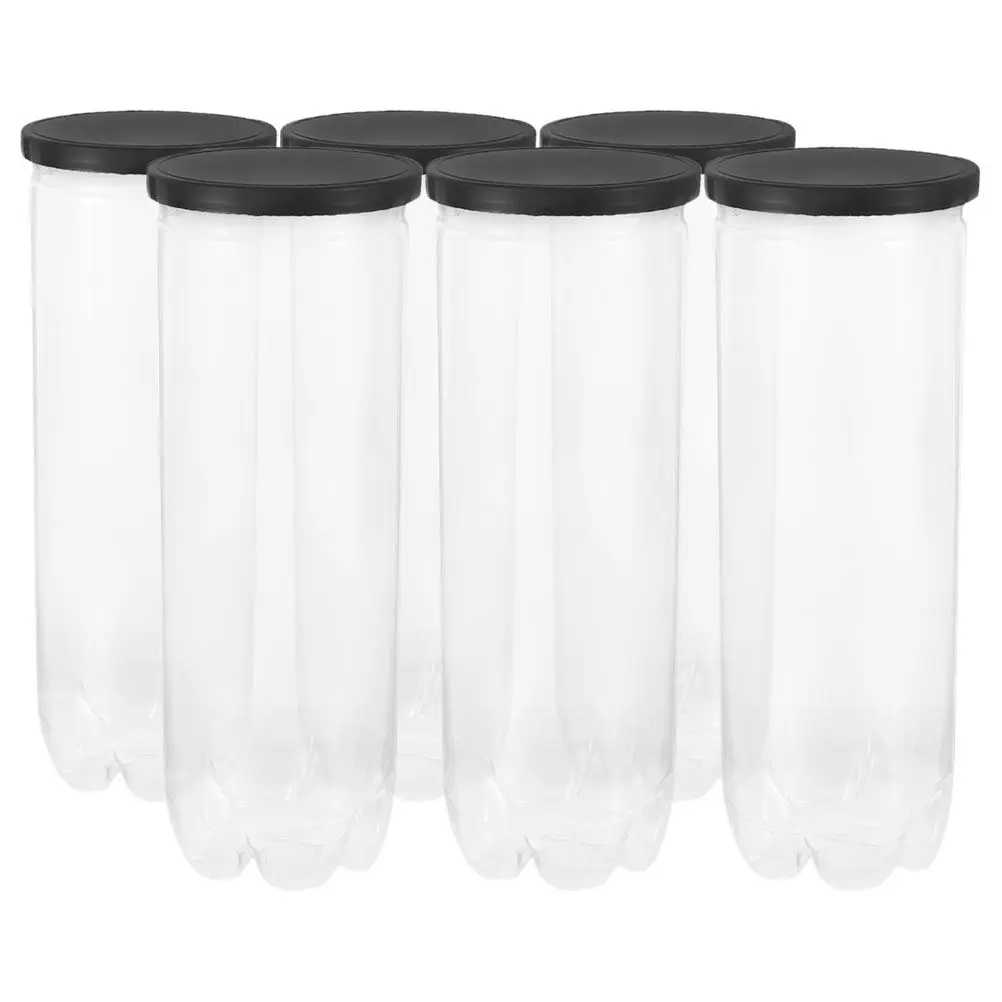 

6Pcs Tennis Ball Tube Transparent PVC Clear Holder Black Lid Indoor Outdoor Tennis Ball Storage Organizer Softball Holder Stand
