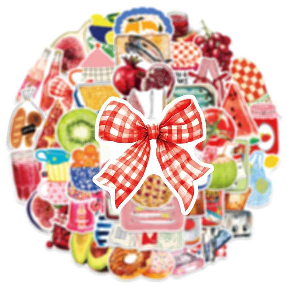 

10/30/50pcs Cute Watercolor Mediterranean Food Stickers Aesthetic Graffiti Skateboard Suitcase Phone Vintage Waterproof Sticker