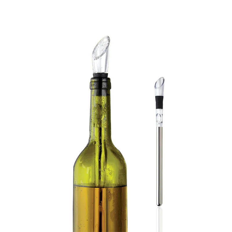 Stainless Wine Pourer with Chill Rod Wine Cooler Wine Cooling Rod Beer Beverage Frozen Stick Ice Cool Bar Accessories