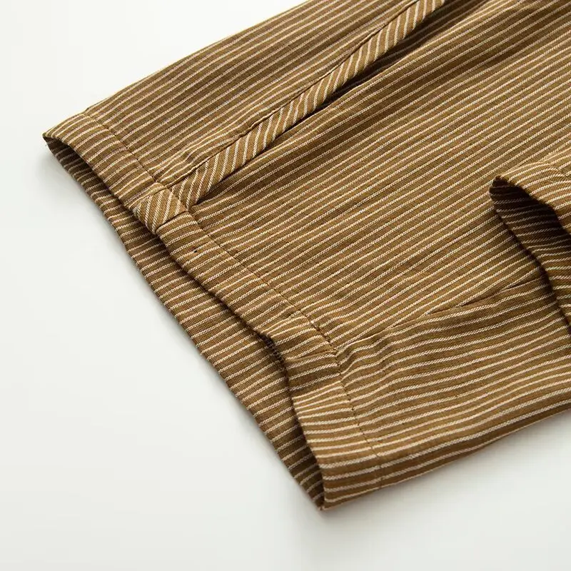 Pantaloni da donna con stampa a righe alla moda Design con tasca laterale Pantaloni larghi a gamba lunga dritta 2025 Autunno/Inverno Street Style da donna