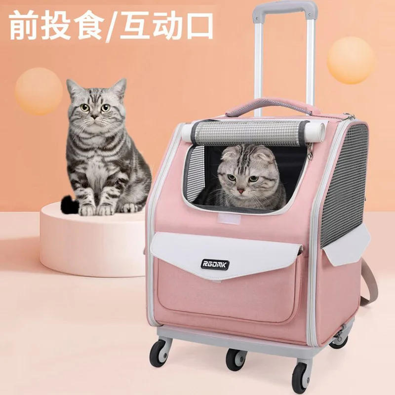 

Straight Pull Case Cat Bag Portable Breathable Pet Cat Backpack Large Capacity Luggage For Outdoor Use