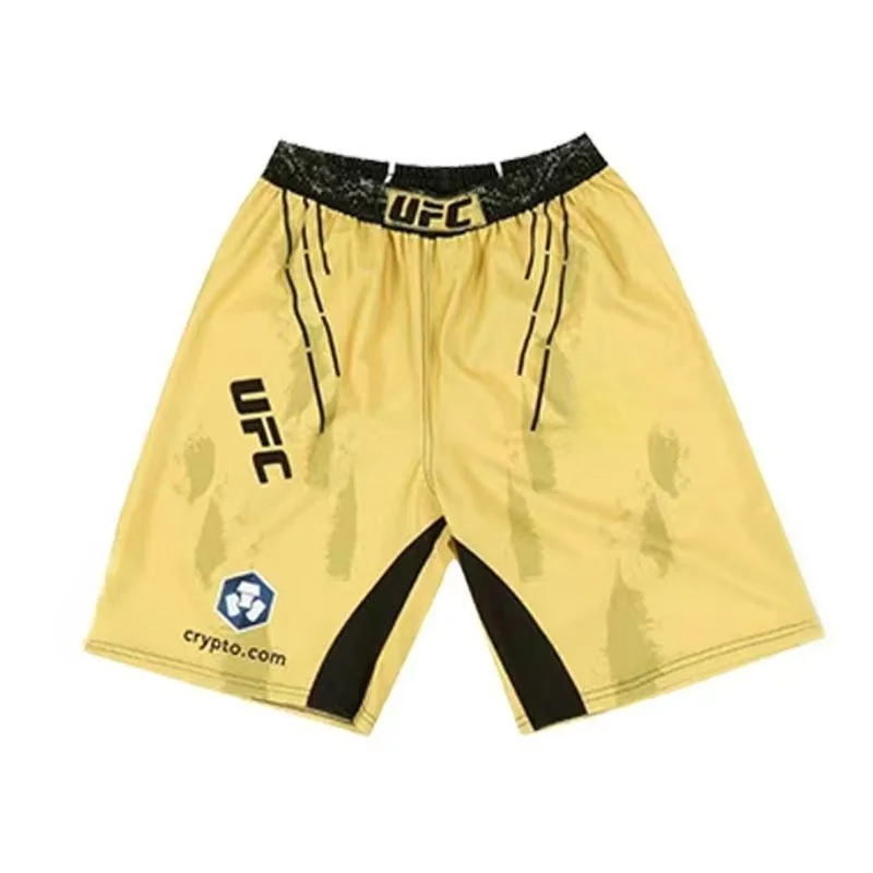 

Мужские спортивные шорты UFC 2026 с цветовыми блоками и геометрическим узором для тренировок и единоборств, быстросохнущие, длина до колена