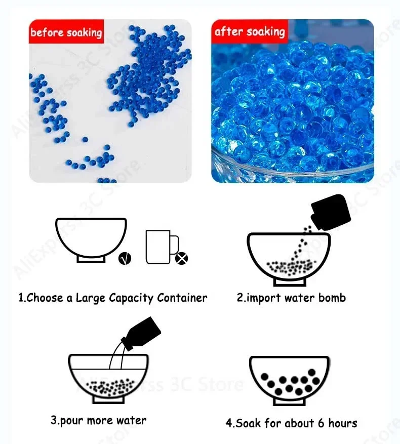 6000 7-8 مللي متر الناسف هلام بندقية الذخيرة ل الألوان مسدس لعبة البنادق كرة الماء الخرز AK47 Gelblast M416 #5