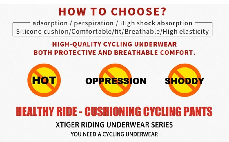 X-TIGER Herren-Radunterwäsche mit 5D-Gel-gepolstertem MTB-Boxer-Radhose, Rennrad-Unterwäsche, Fahrradausrüstung – Detail 13