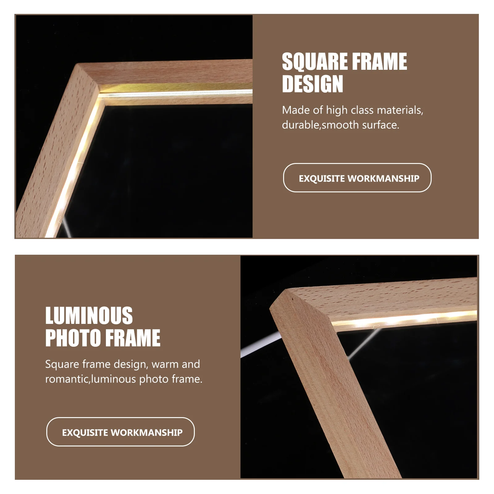 

Picture Wooden Desktop Night Light For Home Led Picture Frame Decor Usb Powered Warm Light Photo Display Frame