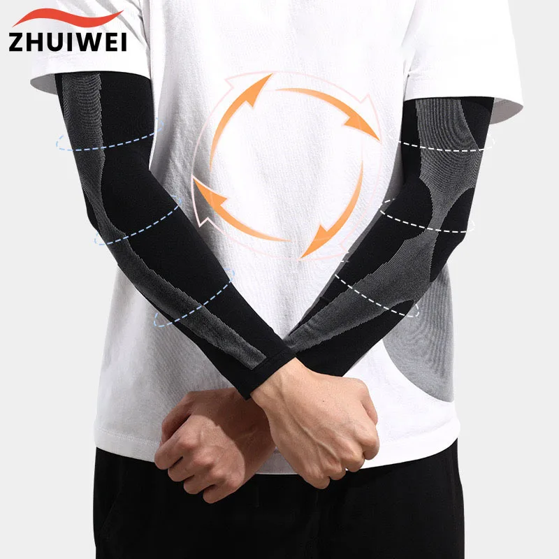 1 Pair Professional Sports UV Sun Protection Cooling Compression Sleeves Arm Sleeves Cool Men and Women Cycling Elbow Support