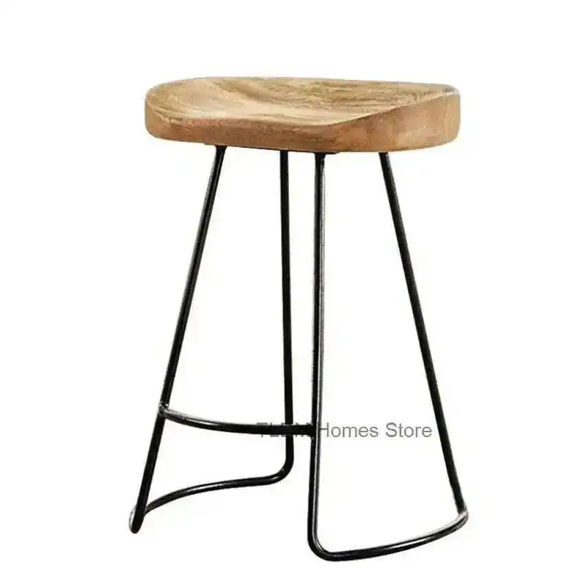 

Wood High Iron House Foot Stool Bar Practical Creative Solid Chair Coffee Surface Post Industrial Style Bar Stool Bd