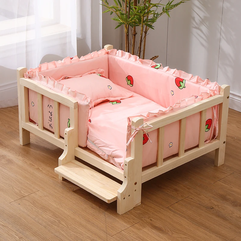 

Internet celebrity large four seasons universal cat litter dog bed kennel solid wood removable wood