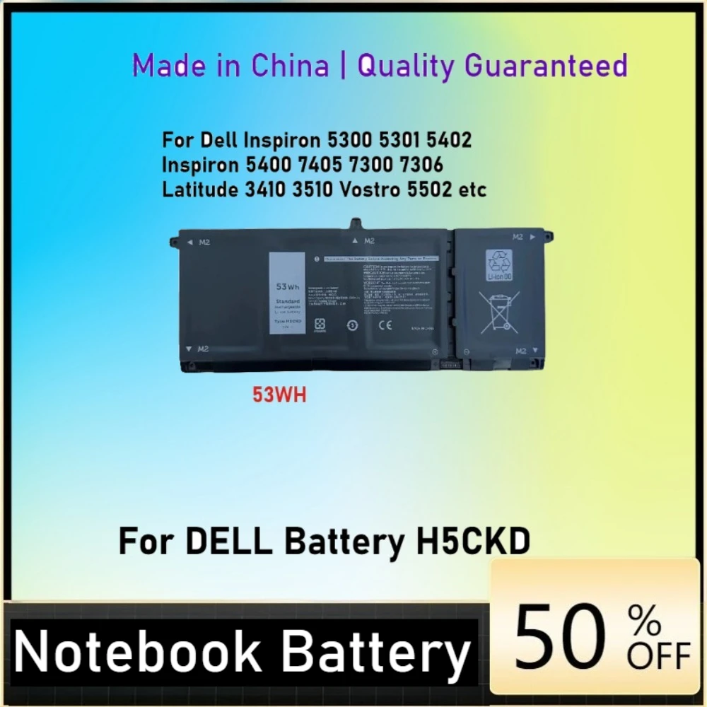 H5CKD JK6Y6 Battery for Dell Inspiron 5406 7405 7306 7506 2-in-1 5401 5402 5409 5502 5508 Latitude 3410 3510 Vostro 5300 5301