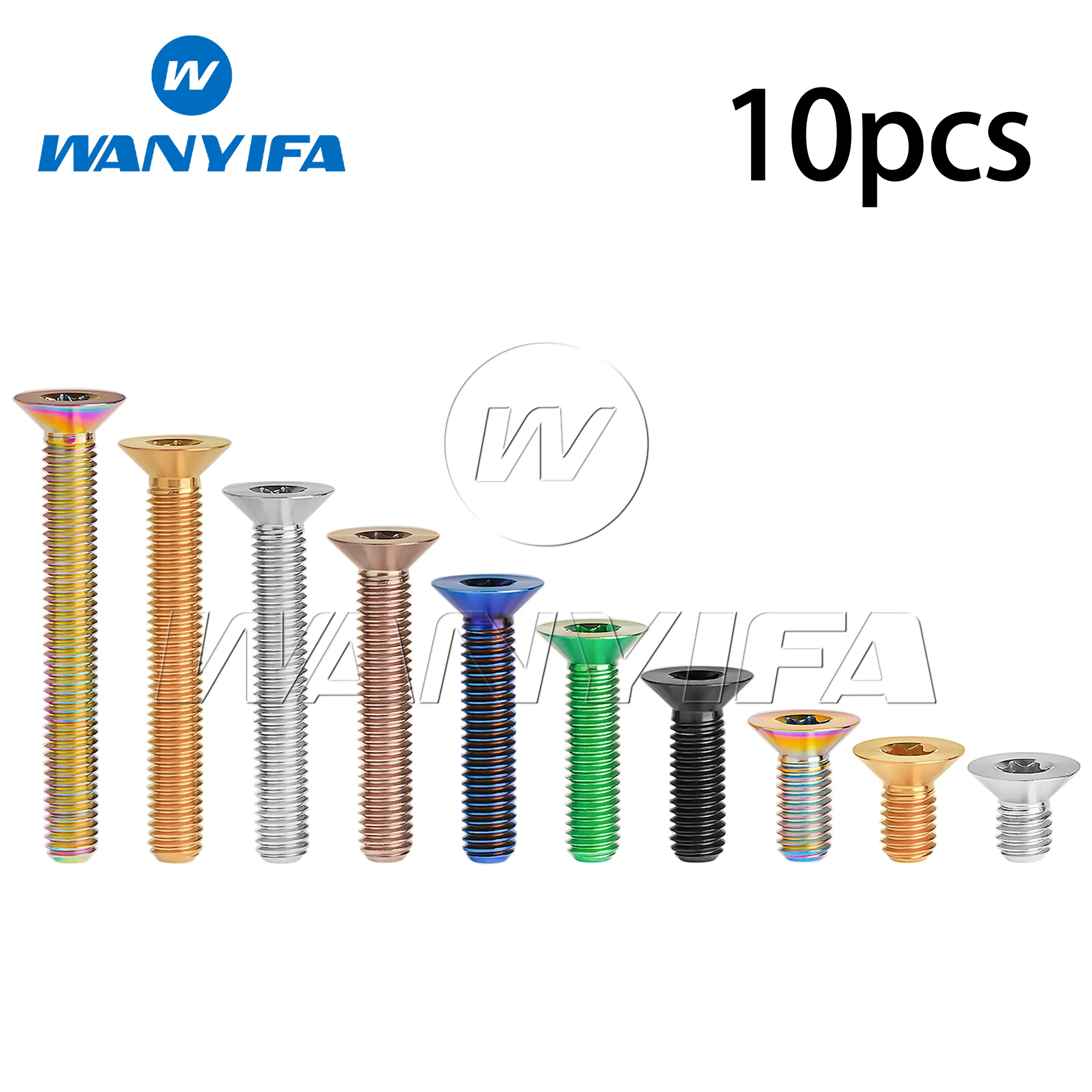 Wanyifa Titanium Alloy Bolts M4M5x8/10/12/15/20/25/30/35/40mm Countersunk Hex Head Motorcycle Torx Fasteners 10pcs