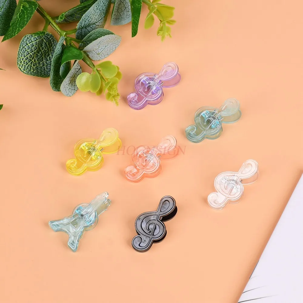 

6pcs Transparent color note clip, cute long tail clip, file storage and sealing clip, music series gift