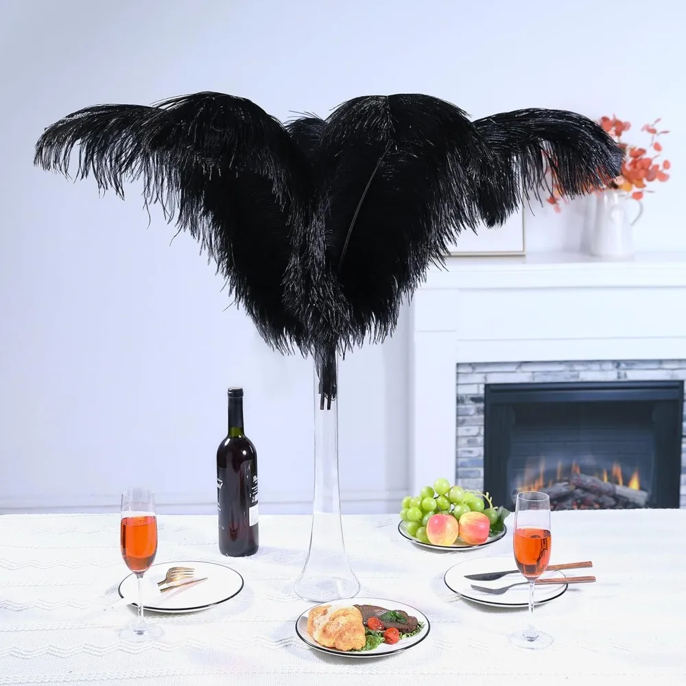 

Upgraded Black Ostrich Feathers Bulk - 28-30 inch 10pcs Feathers for Vase,Wedding Party Centerpieces and Home Decorations
