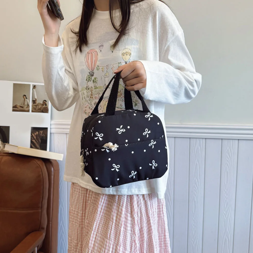 

3Pcs Simple Backpack Set with Handbag & Pencil Case All-Match School Bag Bowknot Printed Cute Bowknot Backpack Trip Backpack