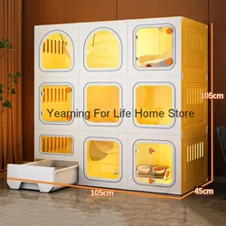 Nordic Simple Cat Cages Home Cat House Light Luxury Indoor Super Large Free Space Cat Cage Cat Litter Box Integrated Cat Villa