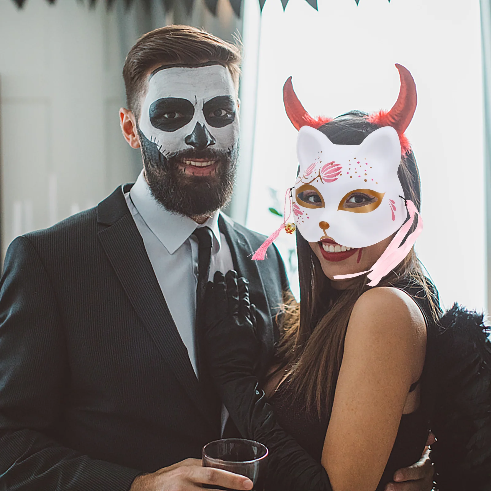 

2 Pcs Fox Mask Masks Costume Japanese-style Half Cosplay Face Halloween