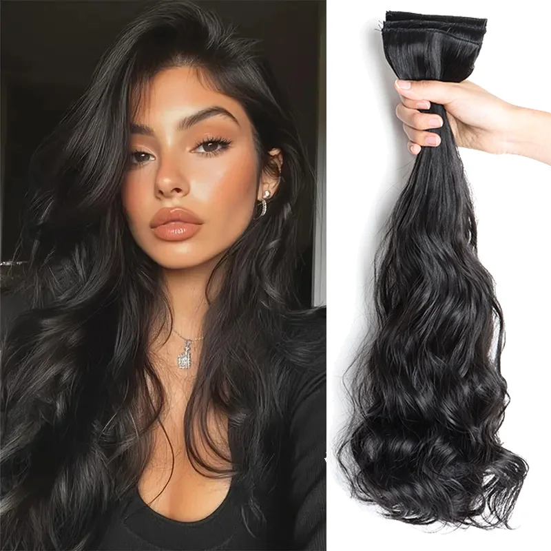 

20Inch Synthetic Long Curly Hair Extension 3pcs/set Invisible Clip in Black Brown Hairpiece for Women