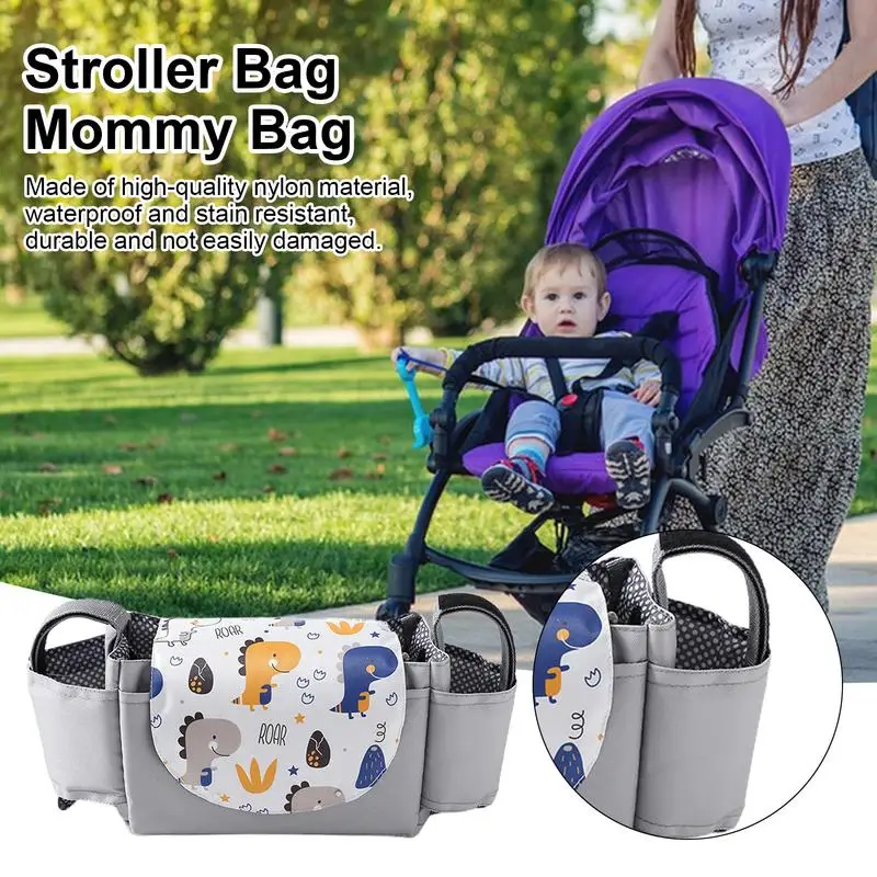 Bolsa organizadora de cochecito de bebé, bolsa de pañales de mamá de gran capacidad con portavasos aislado, bolsa de teléfono desmontable, accesorios de viaje