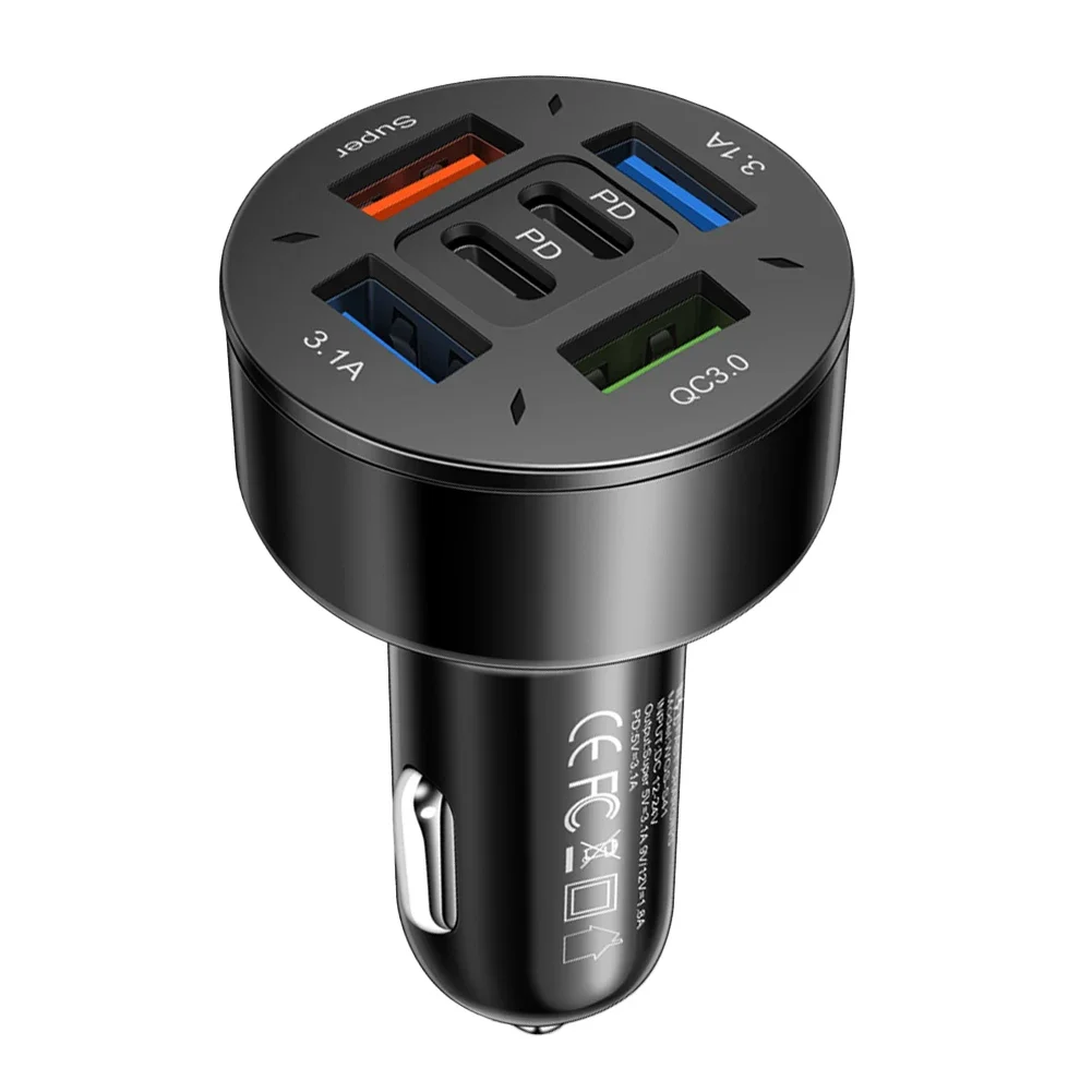 Black Fast Charging Electric Intelligent Charging DC 12V-24V Multiple Charging Protocols Overcurrent Protection