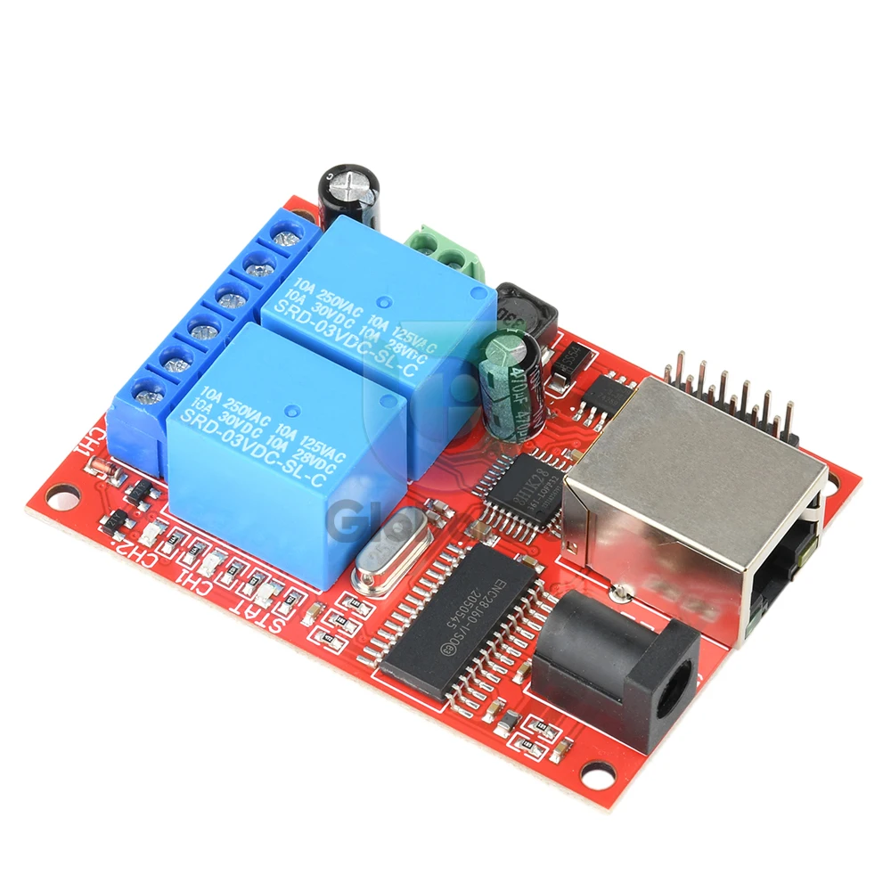 DC 5-24V 2 Channel Ethernet Relay Switch Module IP Web Relay Controller Switch TCP UDP Module Controller for Mobile APP DIY