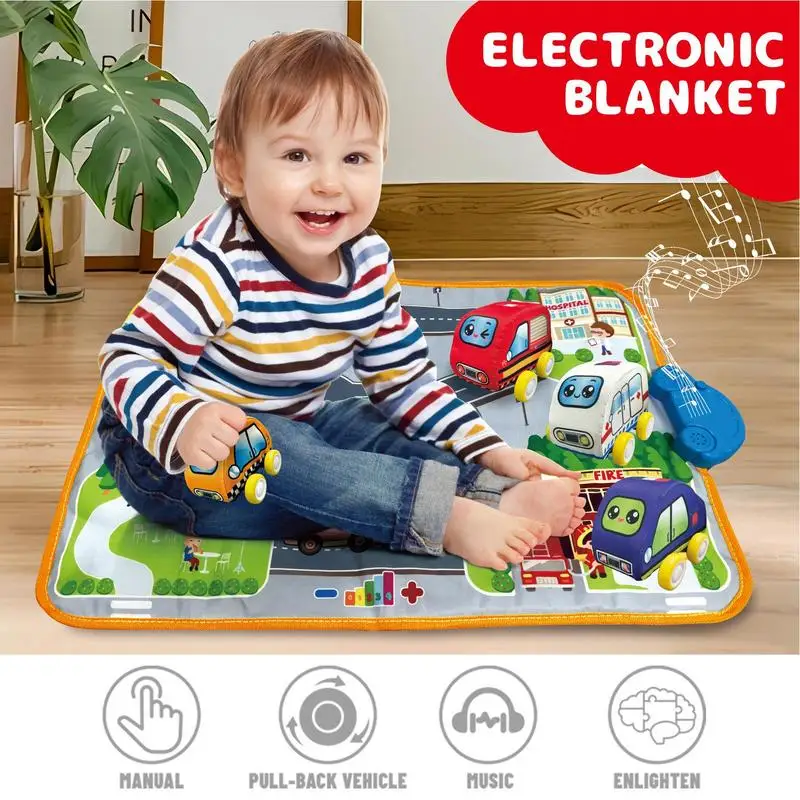 

Road Rug For Kids Early Learning Musical Traffic Carpet Battery Powered Road Rug Stable KidsRugs For Girls Boys