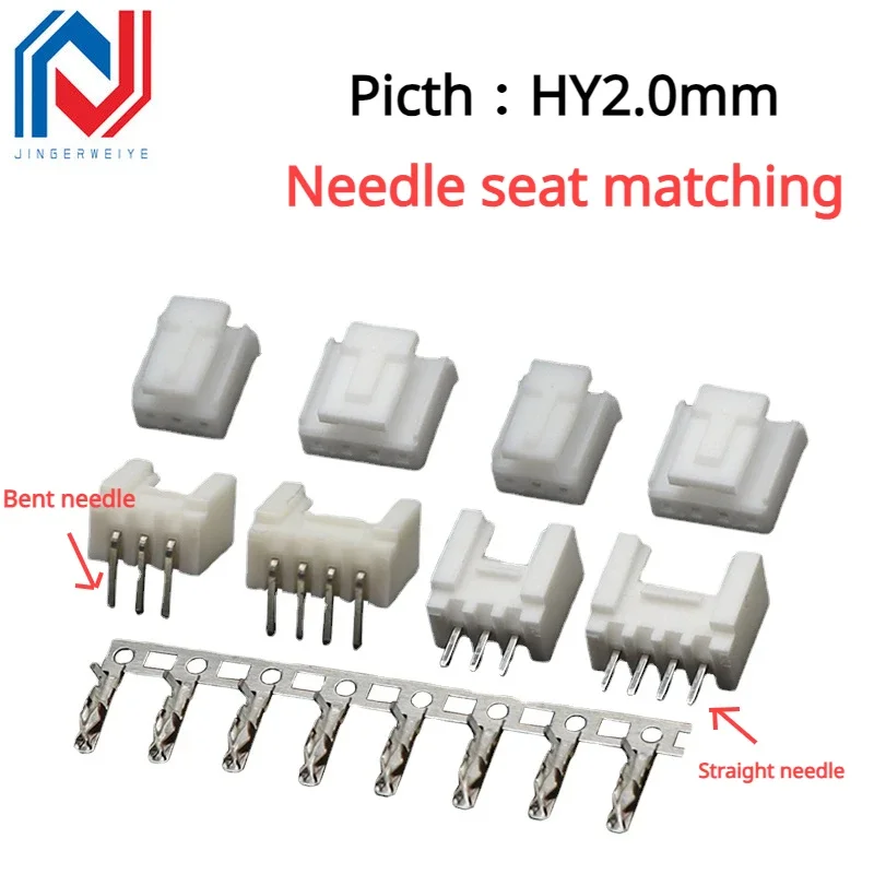 20 Sets/Lot Hy2.0mm Pitch Connector with Lock PCB Single Row Socket Pin Seat Wiring Terminal 2P 3 4 5 6 7 8 9 10P