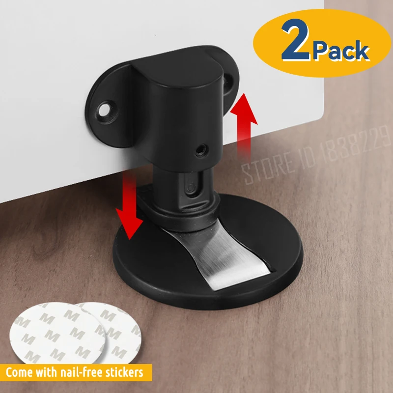 KAK-Butoir de porte magnétique anti-collision, 2 pièces, arrêt de porte réglable, arrêt de porte au sol invisible, quincaillerie de protection murale, sans poinçon