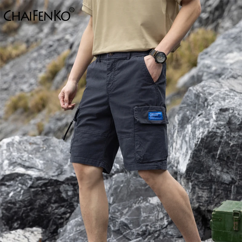 Herren Sommer Baumwoll-Cargo-Shorts, Neue Mode Khaki Multi-Taschen Lässige Kurze Hosen, Lockere Militär-Shorts für Männer