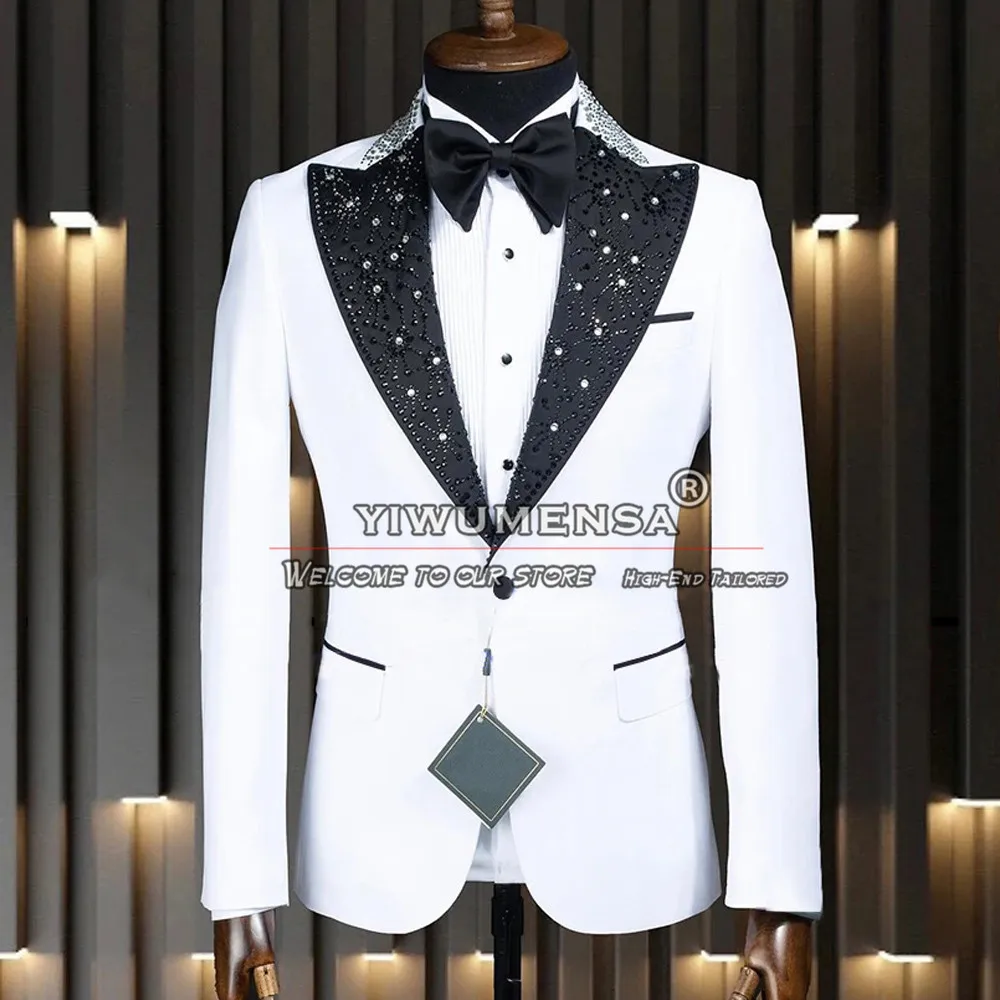 Luxury Groom Wear Suits Slim Fit Single Breasted Jacket Pants 2 Pieces Men's Tuxedos Tailore Made Man Fashion Business Blazer