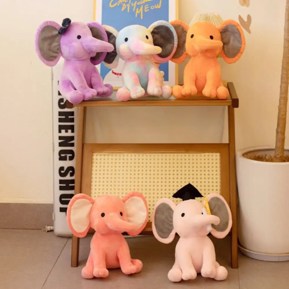 Cartoon Style Cotton Elephant Soft Texture Kawaii Soothing Pillow Infant Use Real Life Plush