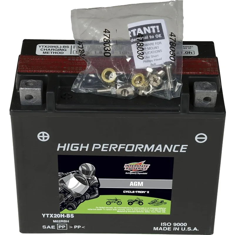 Batteries YTX20H-BS 12V 18Ah Powersports Battery 310CCA High-Performance AGM Rechargeable Replacement for Cat