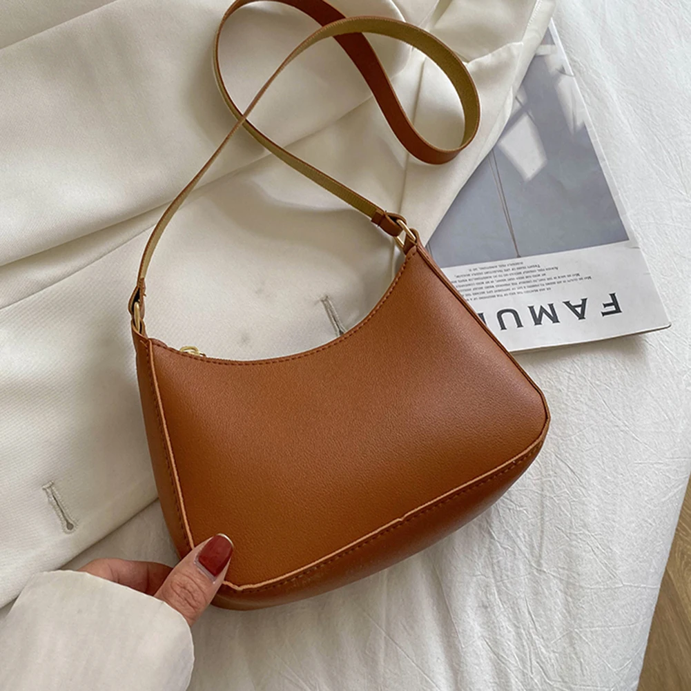 

PU Leather Underarm Shoulder Bag Female Casual Hobos Bags Femme New Fashion Women Handbags Retro Solid Color